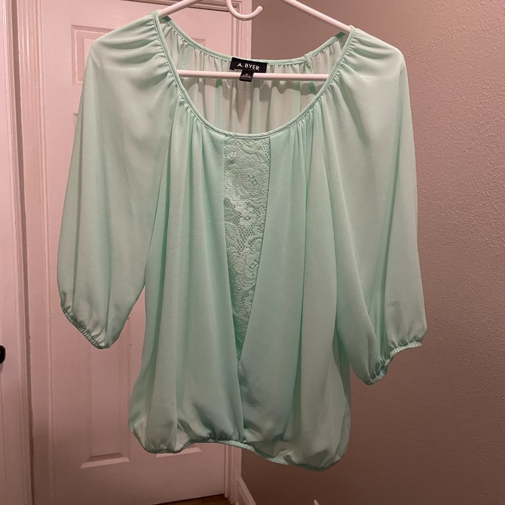 A.Byer medium light green blouse